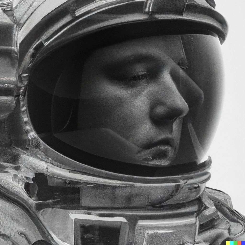 an astronaut, photograph, double exposure